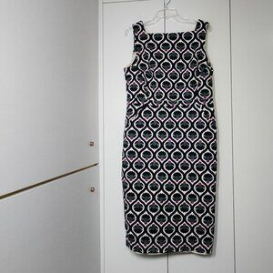 Boden Sleeveless Sheath Dress Women's Size 14L Blue/Cream